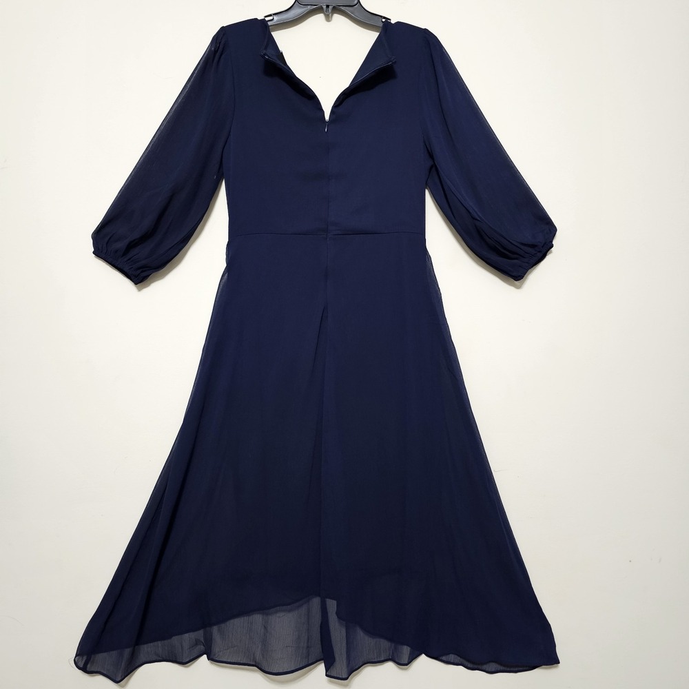 DKNY Women Dress Size 8 Fits Medium Faux Wrap V-Neck Long Sleeves Blue New - Picture 7 of 10